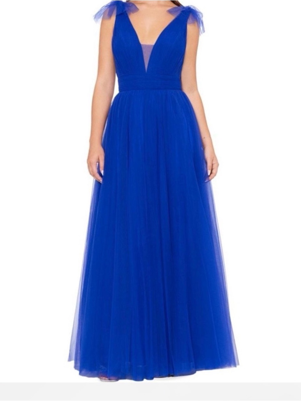 Formal V-Neck Tulle Evening Gown in Royal Blue Prom Gala Dominique ballgown